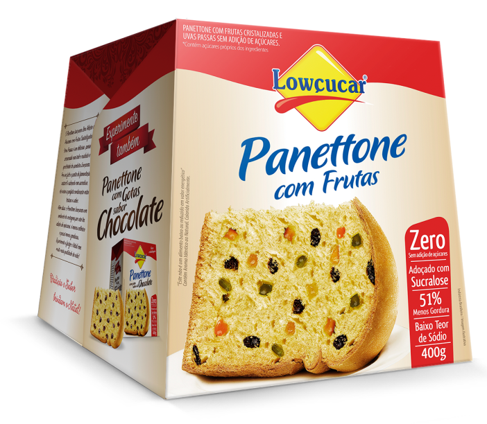 Panetone de frutas zero açúcar, Lowçucar, 400g, R$ 23,40