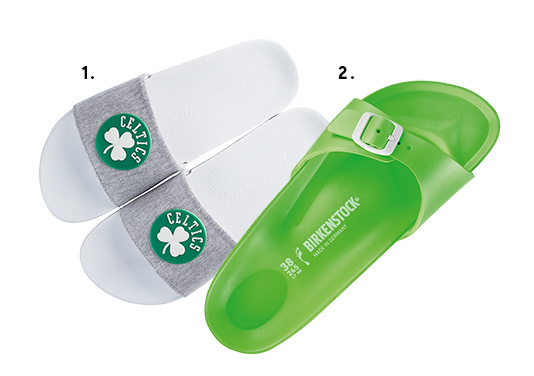 1. Chinelo NBA Celtics, <a href="https://guadalupestore.com.br" target="_blank" rel="noopener">Rider</a>, R$119,90; 2. Papete Madrid, <a href="https://www.birkenstock.com.br" target="_blank" rel="noopener">Birkenstock</a>, R$149,90 (preços pesquisados em julho de 2017) <span></span>