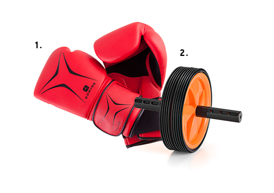 1. Luva de Boxe, <a href="https://www.decathlon.com.br" target="_blank" rel="noopener">Domyos</a>, R$ 70; 2. Roda Abdominal, <a href="https://www.atrioesportes.com.br/" target="_blank" rel="noopener">Atrio</a>, R$ 54,90 (preços pesquisados em julho de 2017)