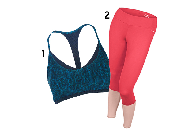1. Top, <a href="https://www.fila.com.br/" target="_blank" rel="noopener">FILA</a>, R$ 110; 2. Legging, <a href="https://www.rainha.com.br" target="_blank" rel="noopener">Rainha</a>, R$ 100 (preços pesquisados em outubro de 2017). 1. Top, <a href="https://www.fila.com.br/" target="_blank" rel="noopener">FILA</a>, R$ 110; 2. Legging, <a href="https://www.rainha.com.br" target="_blank" rel="noopener">Rainha</a>, R$ 100 (preços pesquisados em outubro de 2017).