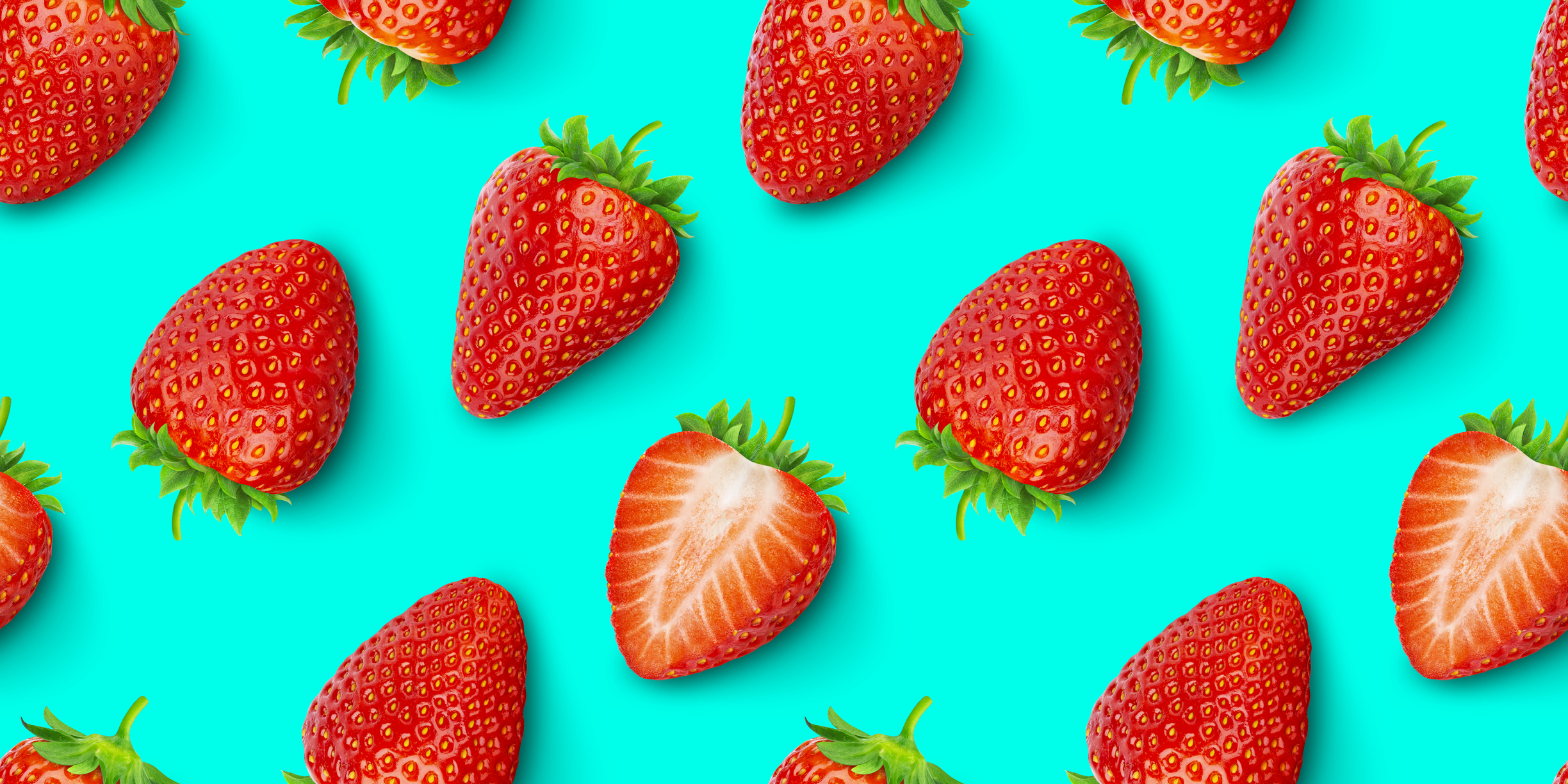 Strawberry seamless pattern, top view, flat lay -