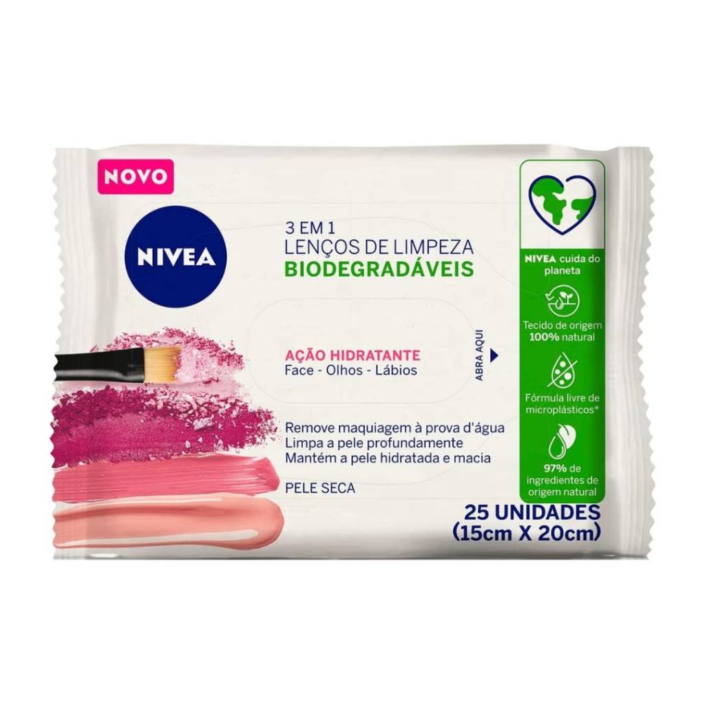 nivea lenços de limpeza 3 em 1 Lenço Demaquilante Facial Ação Hidratante 3 em 1