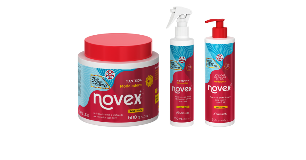 Trio Manteiga Modeladora, Umidificador e Ativador de Cachos Novex Meus Cachos de Cinema