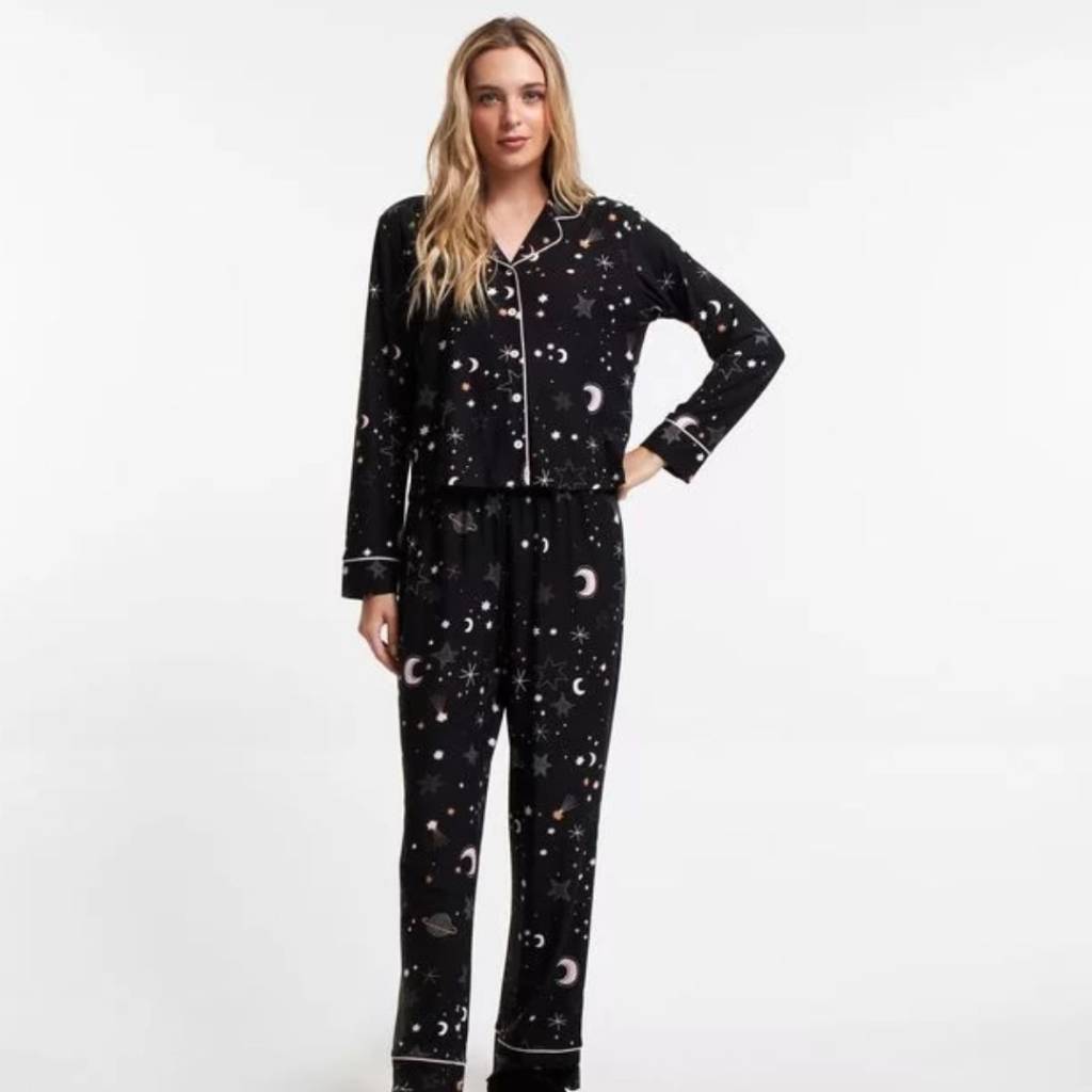 pijama de frio renner via láctea Pijama Americano Longo com estampa Via Láctea