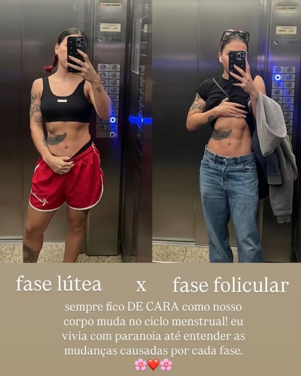 priscilla Priscilla mostra mudança no abdômen durante ciclo menstrual