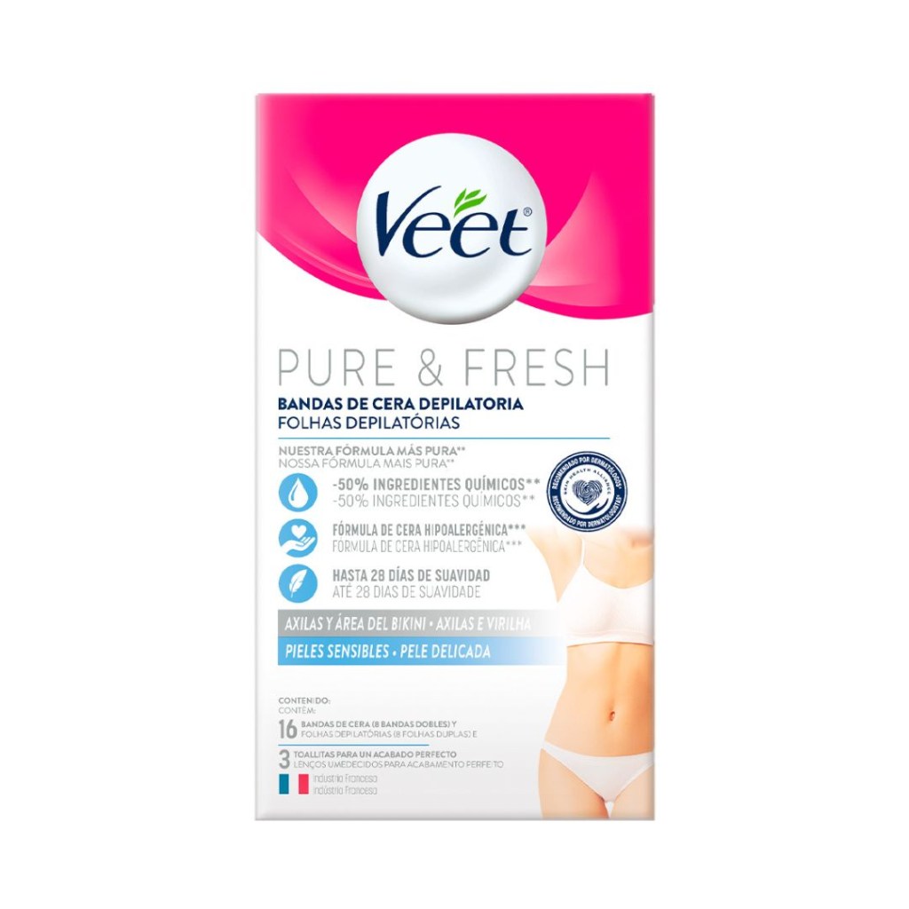 veet folhas depilatórias com cera fria pure & fresh